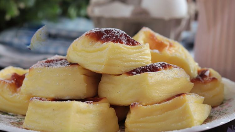 carrés de crème pâtissière au four