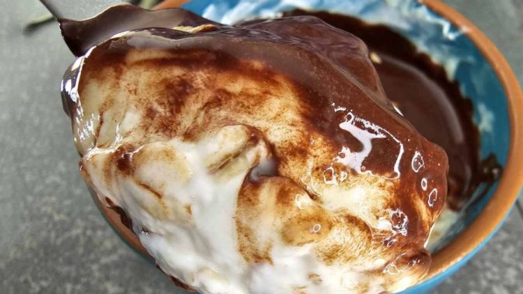 bowl de yaourt aux flocons d’avoine et au chocolat