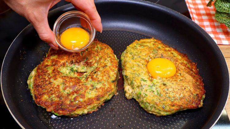 galettes de courgettes et jaune d’œuf fondant