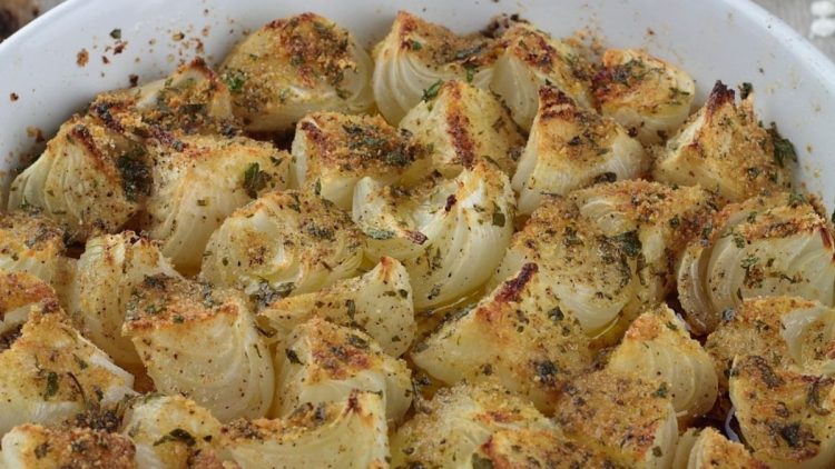 oignons gratinés au parmesan au four