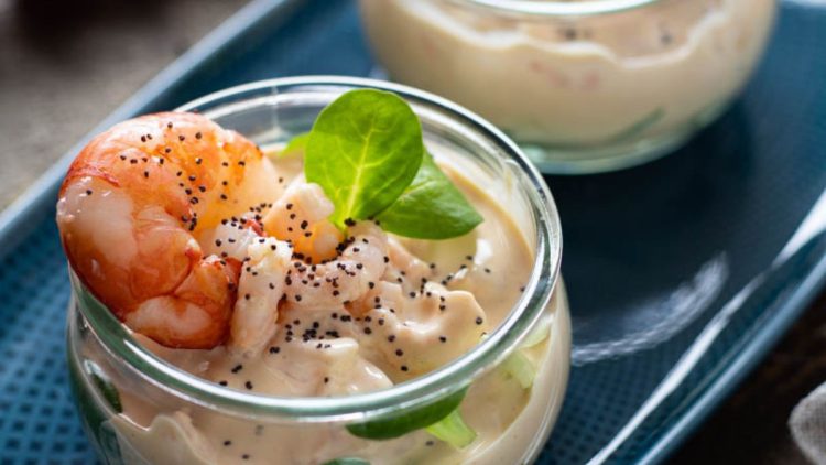 crevettes à la sauce rosée