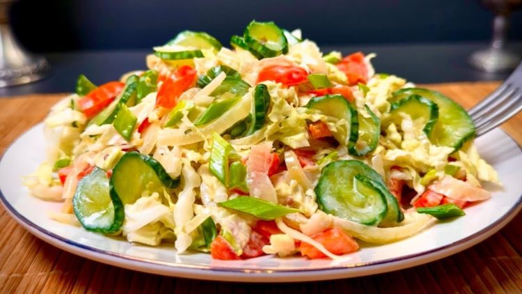 salade de chou chinois, poivrons et concombres 