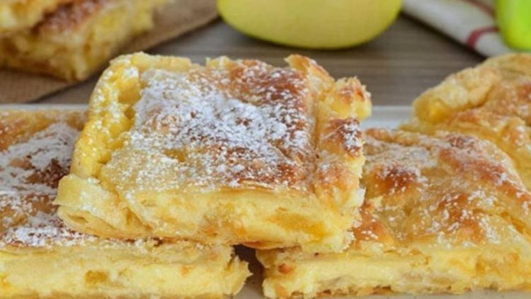 feuilletés aux pommes et à la crème pâtissière