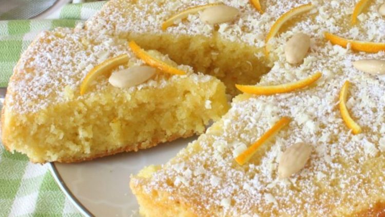 gateau Caprese à l’orange et au chocolat blanc