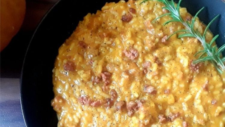 risotto au potiron et saucisses