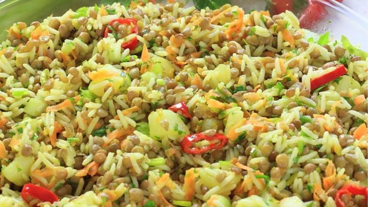salade de riz et lentilles