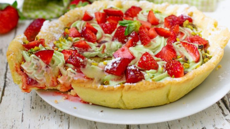 tarte à la pistache et fraises