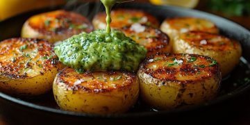 pommes de terre au four avec sauce à l'avocat