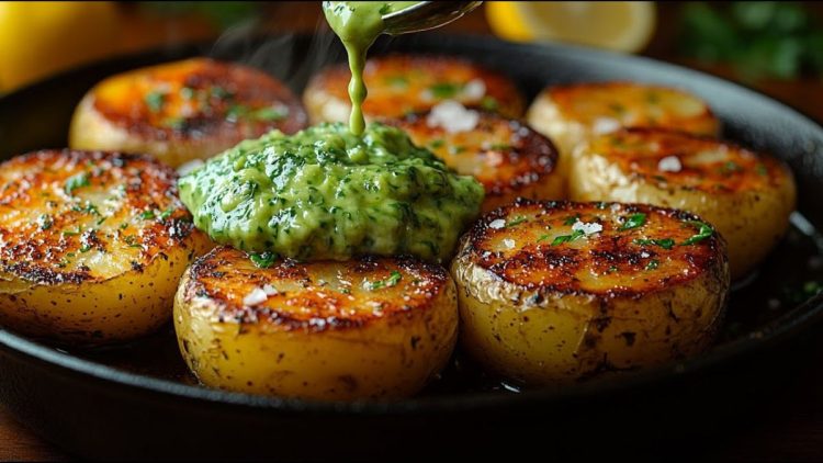 pommes de terre au four avec sauce à l'avocat