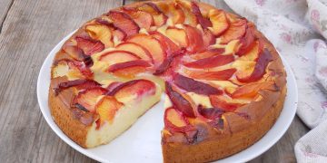gâteau à la ricotta et aux pêches