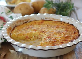gratin pommes de terre, jambon et fromage