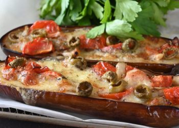aubergines farcies aux tomates cerises 