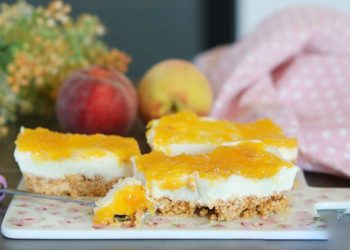 carrés cheesecake aux pêches