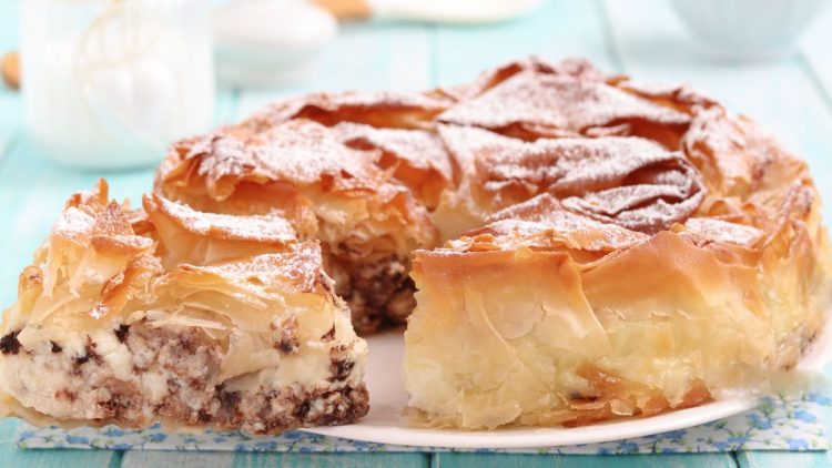 tarte de pate filo à la ricotta et aux pépites de chocolat