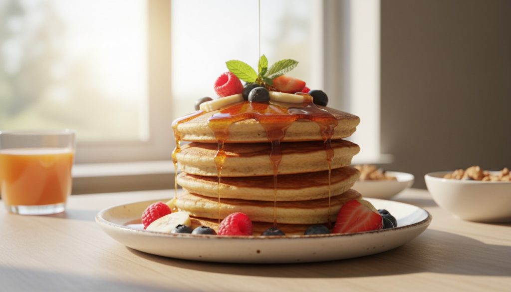 découvrez une recette simple et rapide de pancakes sans œufs ni beurre, idéale pour un petit-déjeuner léger et savoureux.
