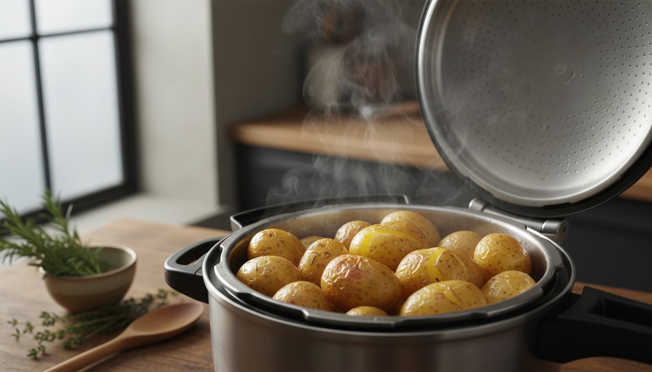 découvrez comment préparer rapidement des pommes de terre savoureuses et parfaitement cuites à la cocotte minutes pour accompagner tous vos plats.