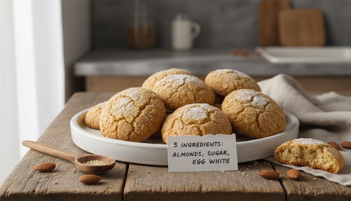 découvrez une recette facile de biscuits moelleux aux amandes avec seulement 3 ingrédients, pour un plaisir gourmand et rapide à préparer.
