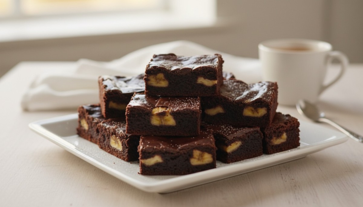 découvrez notre recette facile et rapide de brownies fondants au chocolat et à la banane, sans cuisson, sans farine, sans œufs et sans matière grasse, idéale pour une gourmandise saine et légère.