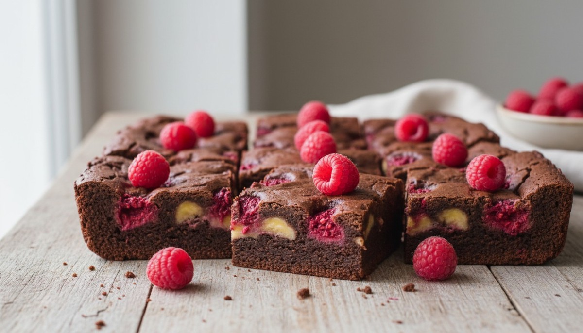 découvrez notre recette facile de brownies fondants au chocolat et à la banane, sans cuisson, sans farine, sans œufs et sans matière grasse pour un plaisir sain et gourmand.