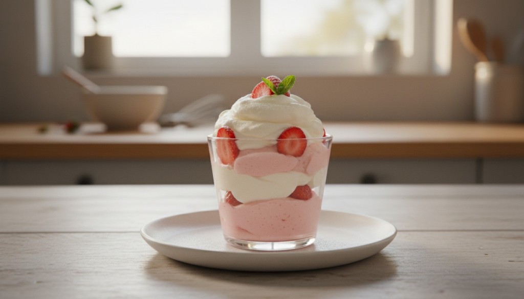 découvrez notre dessert crémeux et aéré prêt en seulement 5 minutes, parfait pour une gourmandise rapide et délicieuse.