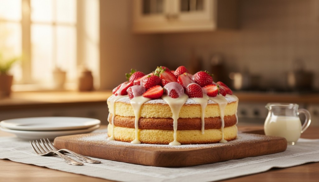 découvrez notre recette rapide et délicieuse de gâteau magique aux fraises et au lait concentré, un dessert facile à réaliser qui ravira toute la famille.