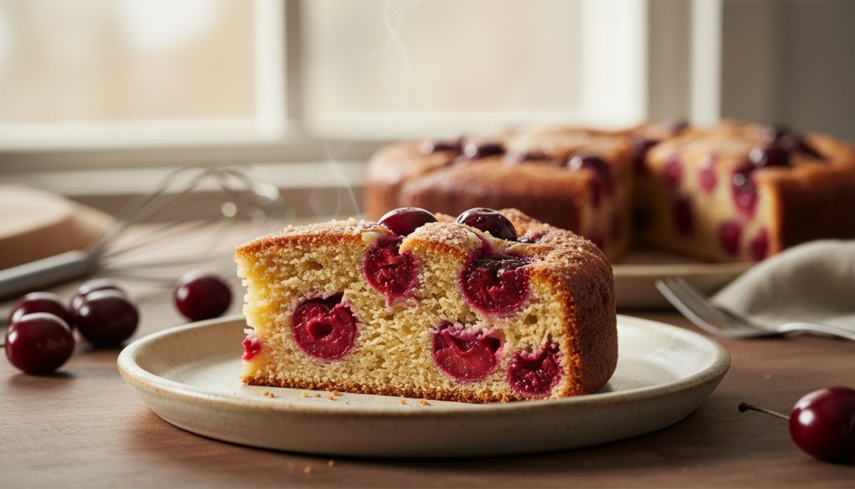 découvrez notre gâteau moelleux aux cerises sans lactose, parfumé et délicieux, idéal pour un petit-déjeuner gourmand et sain.