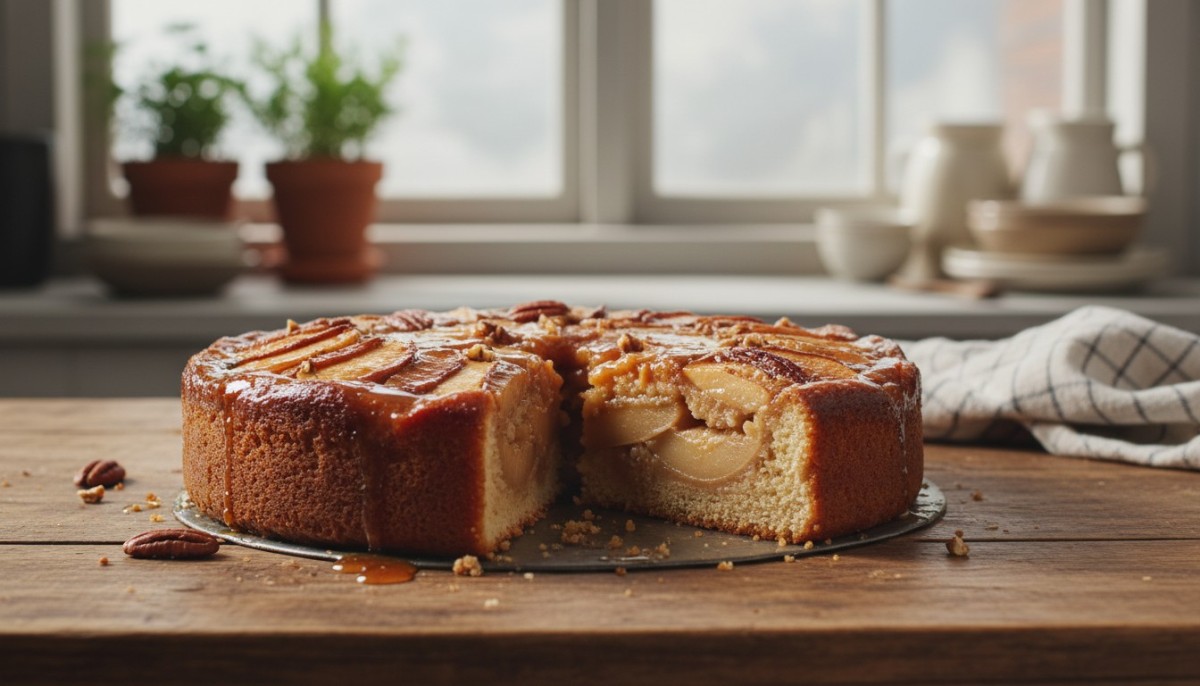 découvrez une recette facile et rapide de gâteau renversé aux pommes sans beurre, pour un dessert moelleux et léger à partager en toute simplicité.