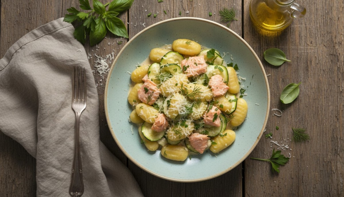 découvrez notre recette italienne facile de gnocchis au saumon et aux courgettes, un plat savoureux et rapide à préparer pour un repas gourmand et équilibré.