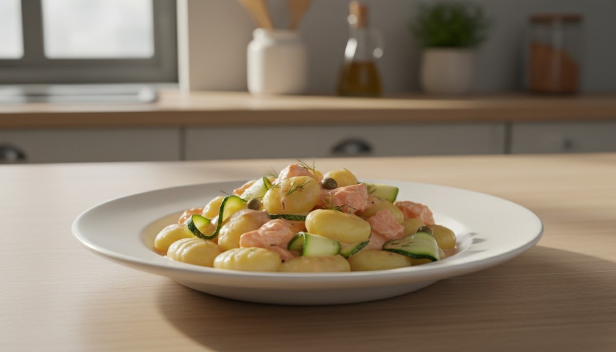 découvrez notre recette italienne facile de gnocchis au saumon et aux courgettes, un plat savoureux et rapide à préparer pour toutes vos envies gourmandes.