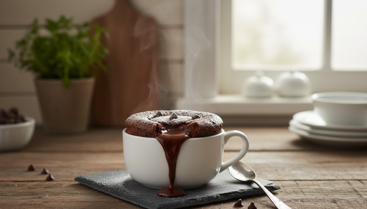 découvrez notre recette rapide de mug cake fondant au chocolat sans œufs, un dessert simple et délicieux à préparer en quelques minutes.
