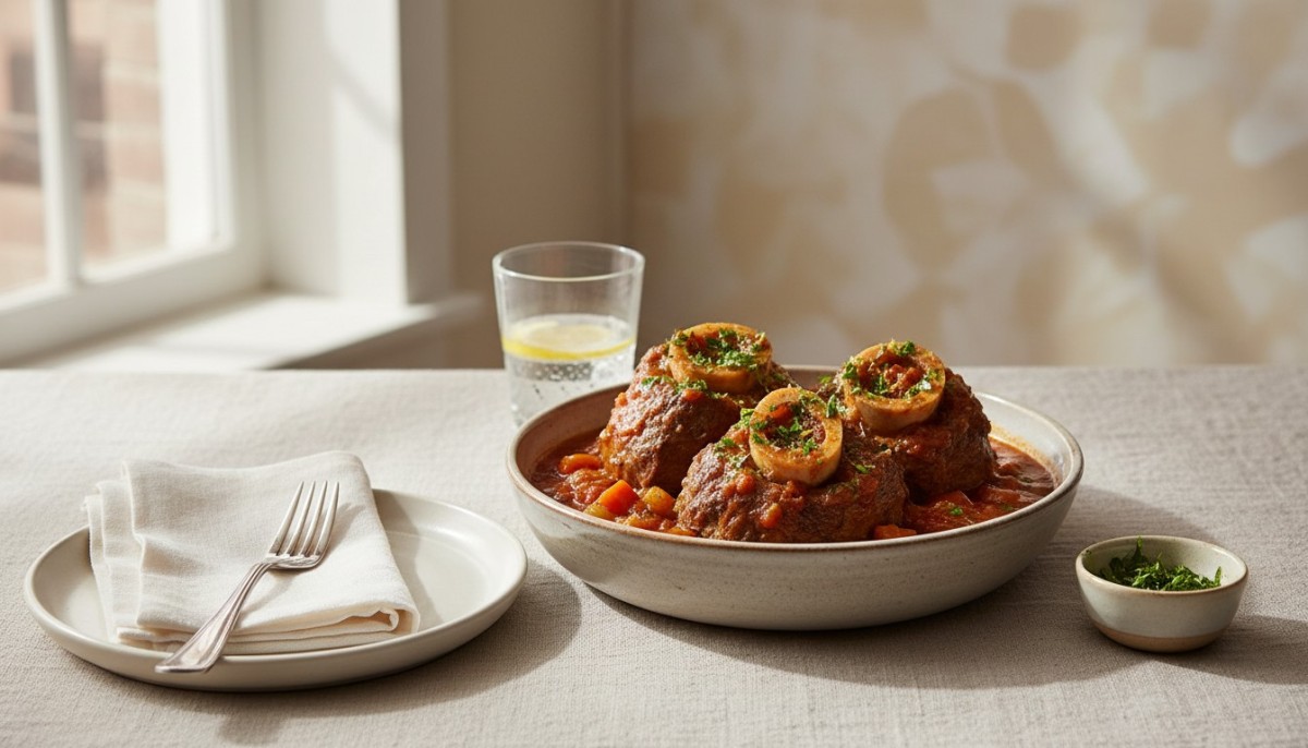 découvrez notre recette savoureuse d'osso buco de bœuf à l'italienne, un plat traditionnel riche en saveurs parfait pour un repas réconfortant.