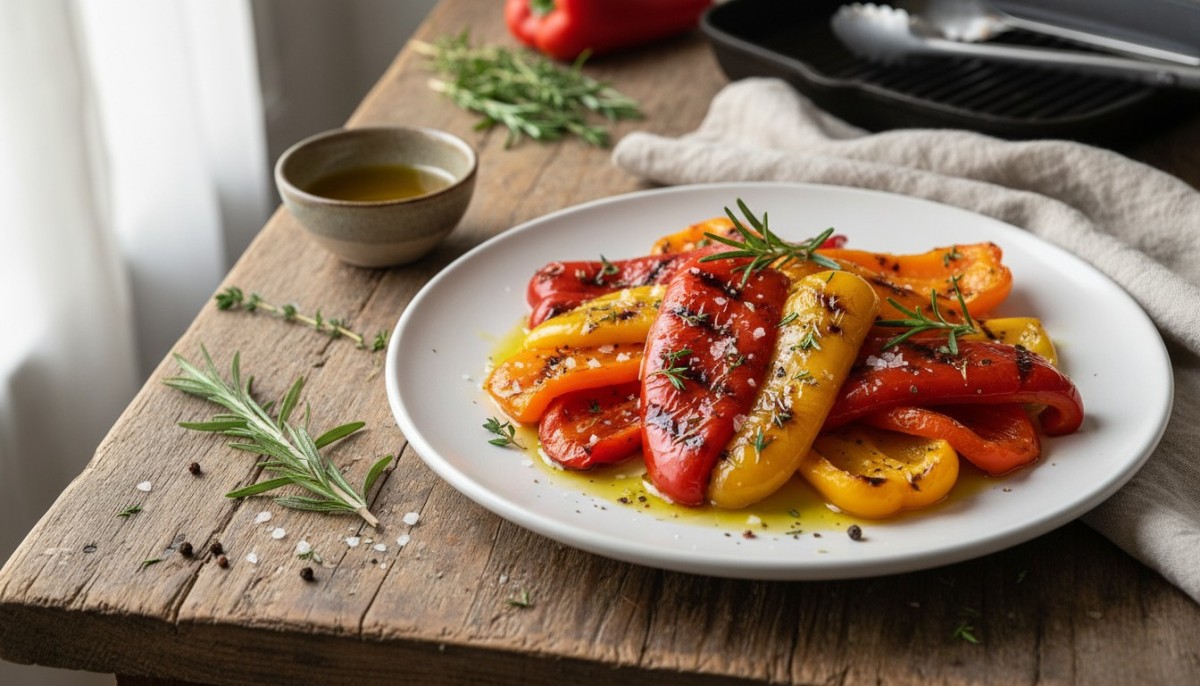 découvrez une recette facile et parfaite de poivrons grillés à la friteuse à air, pour des légumes savoureux et croustillants en un rien de temps.
