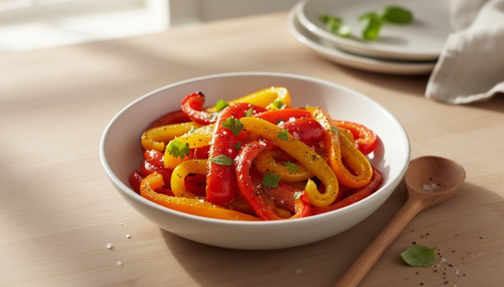 découvrez notre recette de poivrons rôtis au airfryer, légers, savoureux et sans odeur, parfaite pour un plat sain et rapide à préparer.