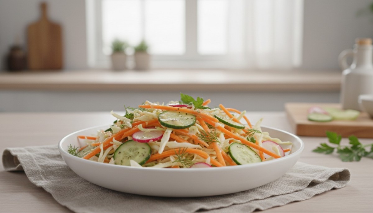 découvrez une recette facile et rapide de salade fraîche aux carottes, chou blanc et concombre, parfaite pour un repas sain et gourmand.