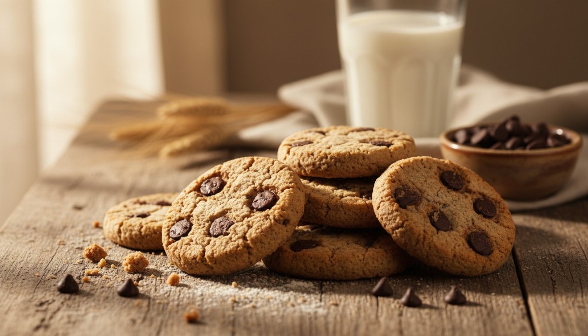 découvrez notre recette savoureuse de biscuits à la farine complète et pépites de chocolat, alliant goût authentique et bienfaits nutritionnels pour un plaisir sain.