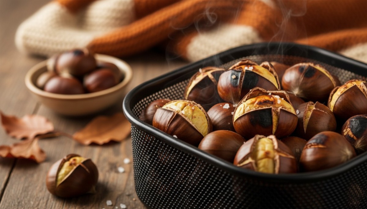 découvrez une recette astucieuse et rapide de châtaignes grillées à l’air fryer pour un encas savoureux et facile à préparer.