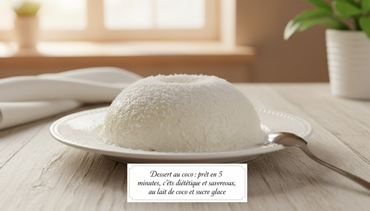 découvrez notre dessert au coco prêt en 5 minutes, diététique et savoureux, préparé avec du lait de coco et du sucre glace pour une douceur gourmande et légère.