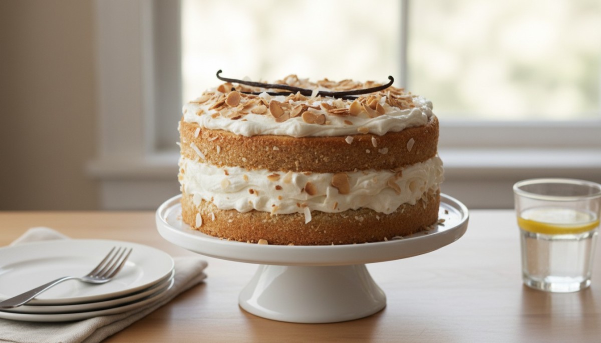 découvrez notre gâteau aux amandes, noix de coco et vanille, une recette délicieuse, rapide à préparer et totalement sans gluten pour un dessert gourmand et sain.