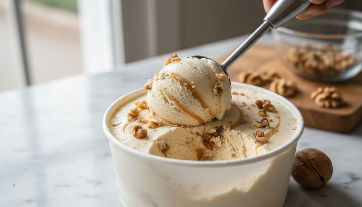 découvrez une recette rapide et facile de glace aux noix, prête en seulement 5 minutes, sans besoin de sorbetière. parfaite pour une gourmandise express à la maison !