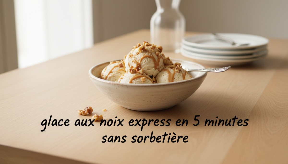 découvrez notre recette simple et rapide de glace aux noix prête en 5 minutes, sans besoin de sorbetière. un dessert gourmand et facile à préparer pour toutes les occasions.