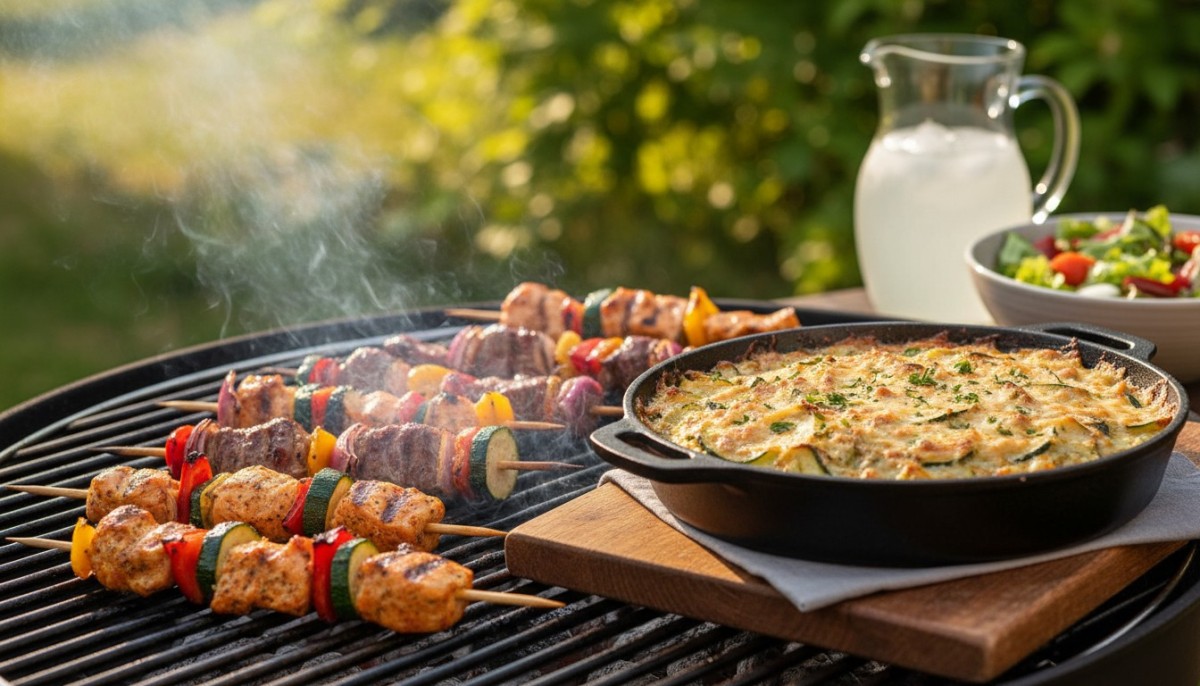 découvrez une recette savoureuse de gratin de courgettes, oignons et parmesan à la poêle, l'accompagnement parfait pour sublimer vos grillades au barbecue.