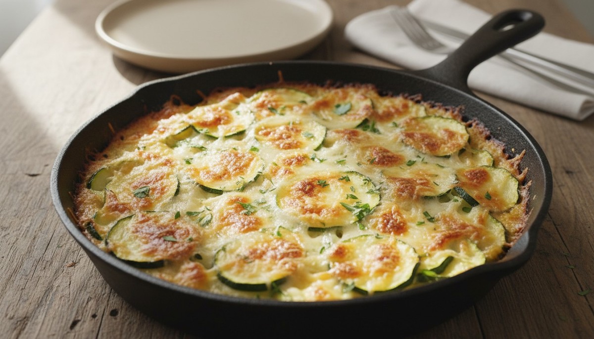 découvrez une recette facile et savoureuse de gratin de courgettes, oignons et parmesan à la poêle, parfaite comme accompagnement pour vos grillades au barbecue.