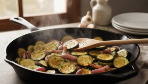 découvrez notre recette facile de gratin de courgettes, oignons et parmesan à la poêle, l'accompagnement parfait pour sublimer vos grillades au barbecue.