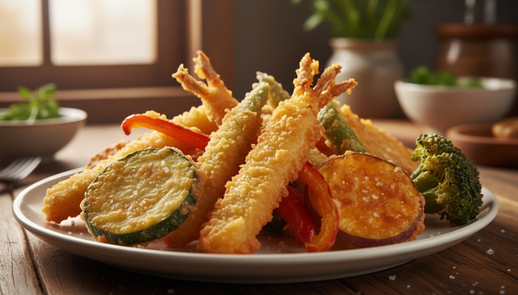 découvrez une recette facile de légumes frits avec une pâte à frire croustillante, sans œufs, parfaite pour un apéritif savoureux et léger.