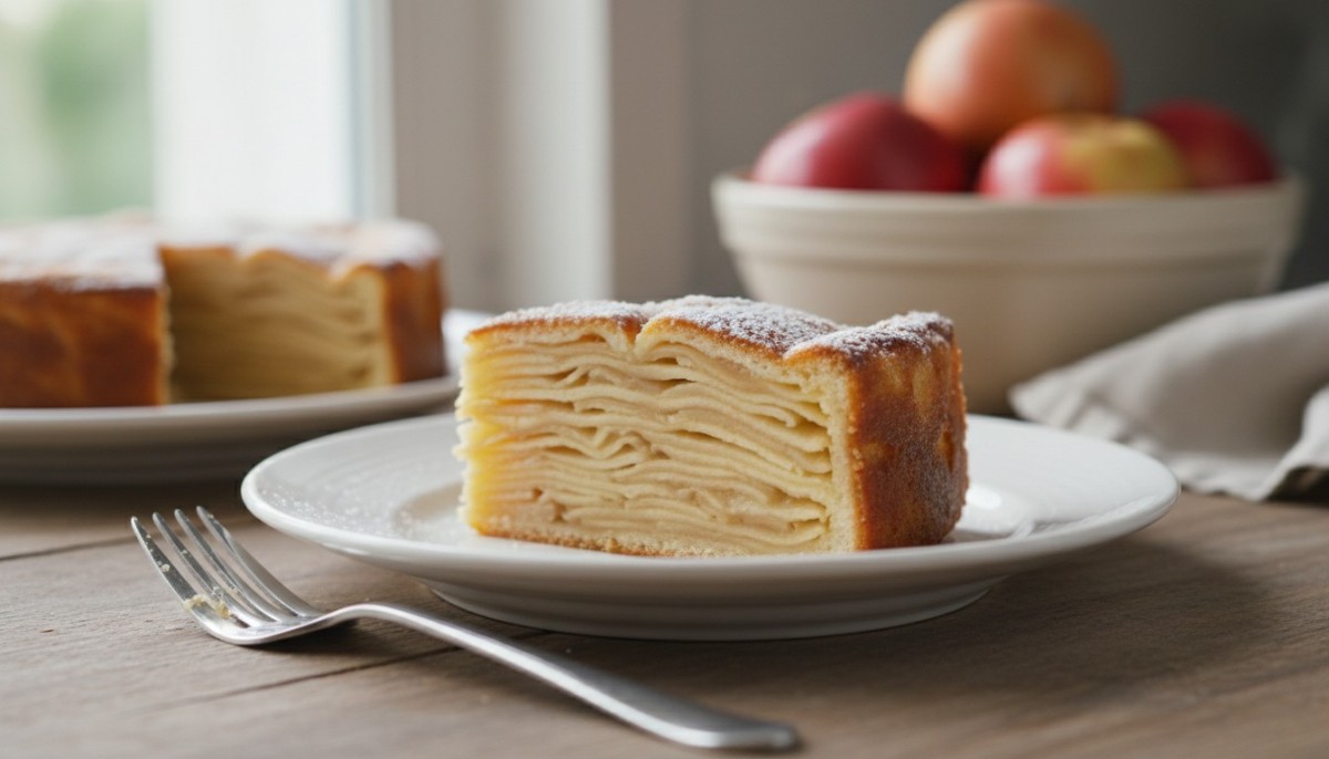 découvrez la recette facile du gâteau invisible aux pommes, léger et délicieux, préparé avec 4 pommes et très peu de farine pour un dessert sain et gourmand.